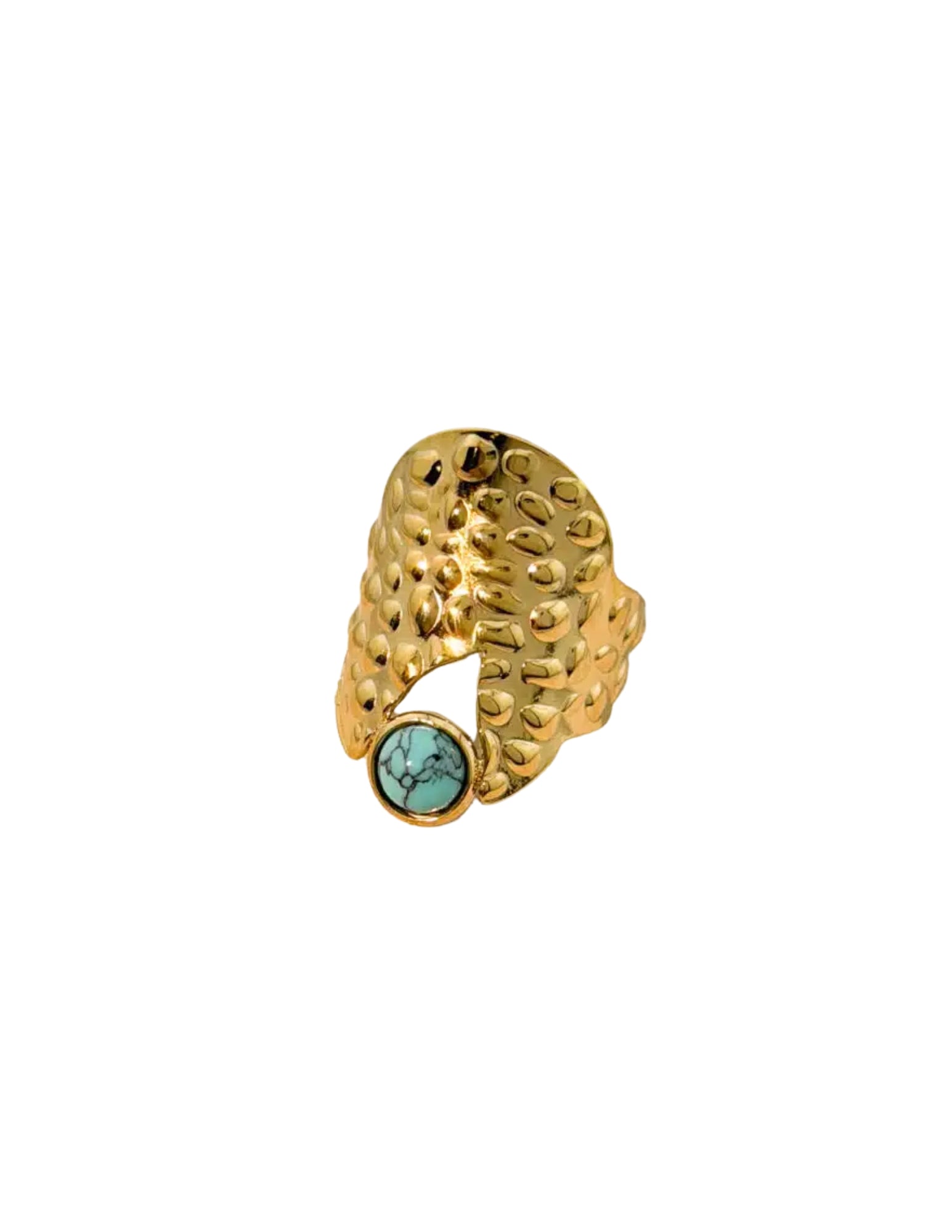 Turquoise Hammered Stainless Steel Ring