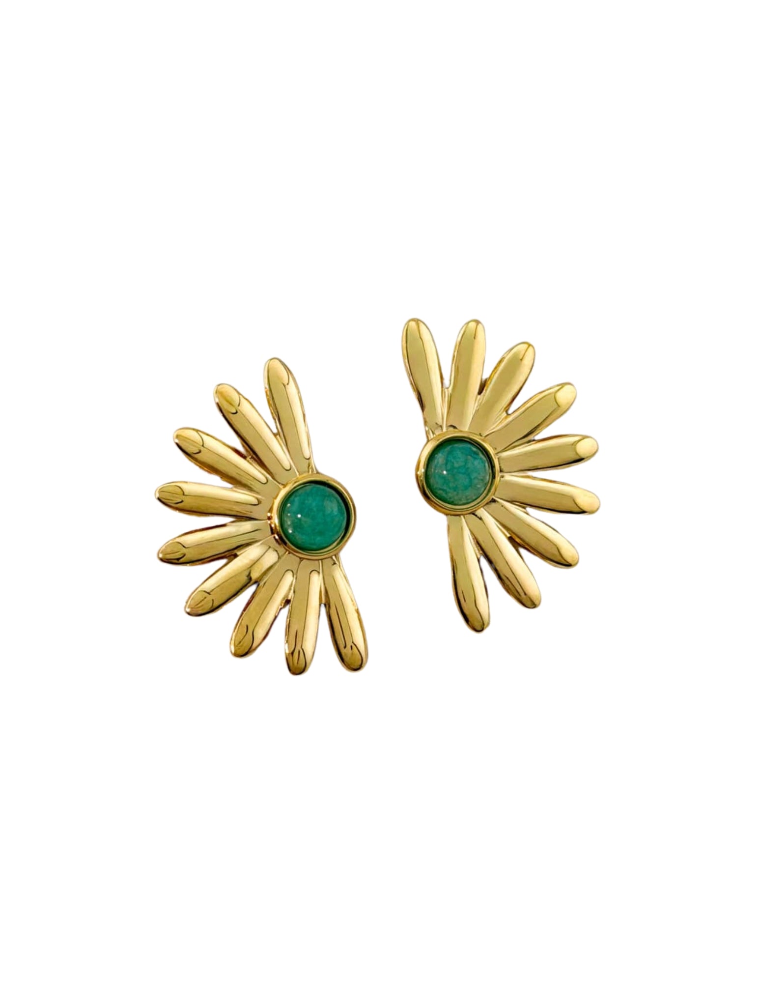 Turquoise Sunburst Stainless Steel Earrings