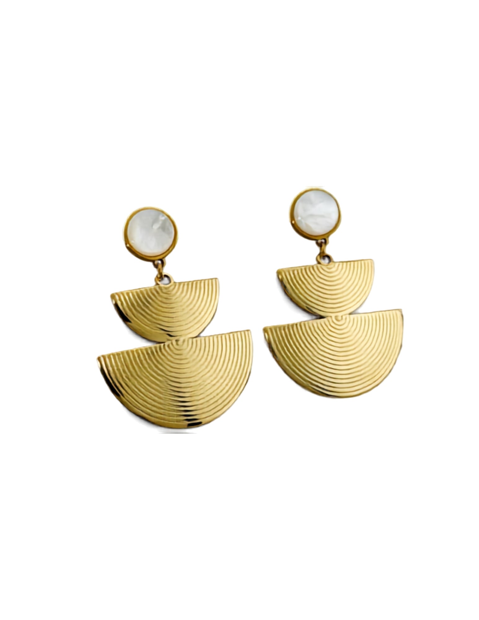 Golden Arc Stainless Steel Drop Earrings