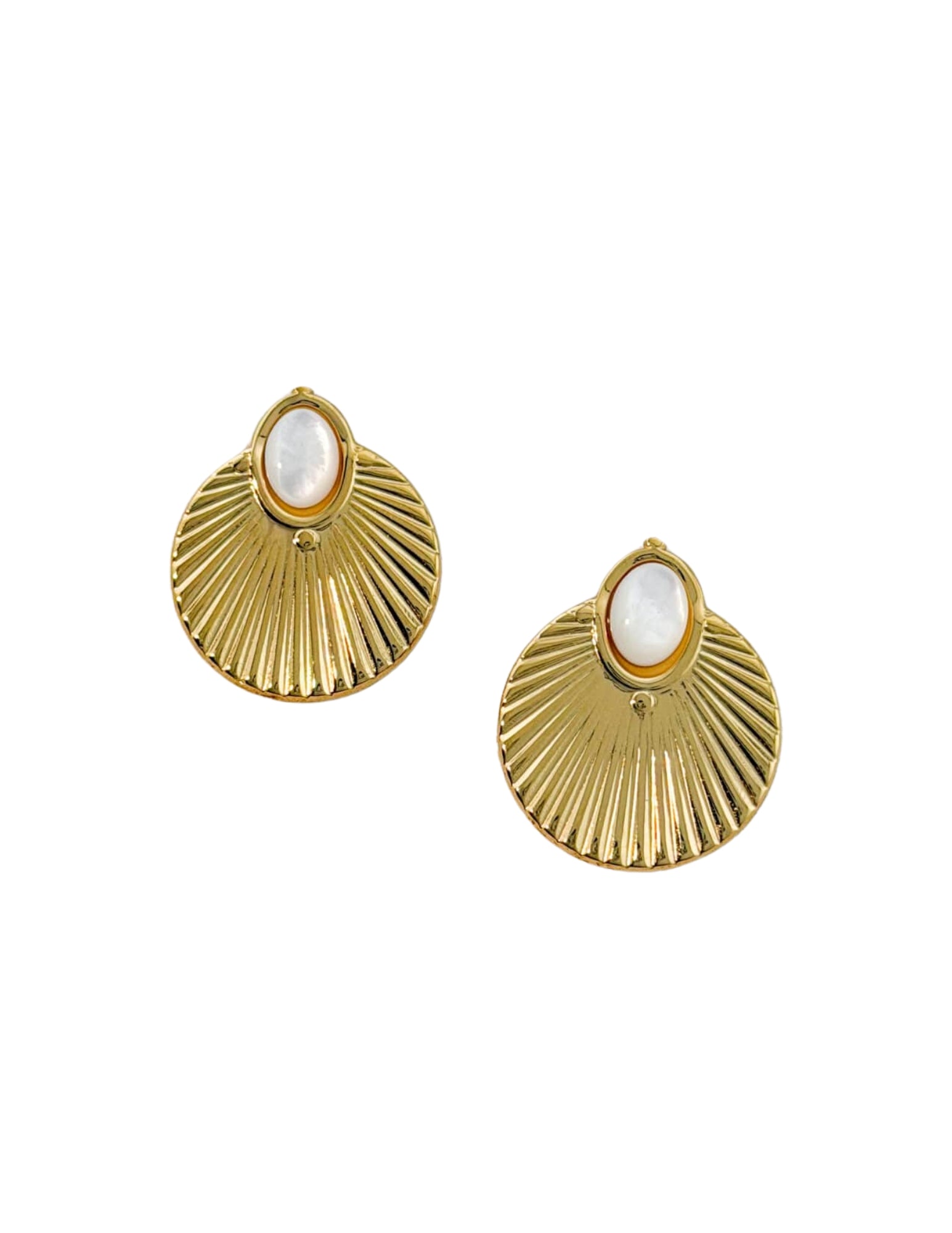 Golden Fan Stainless Steel Earrings