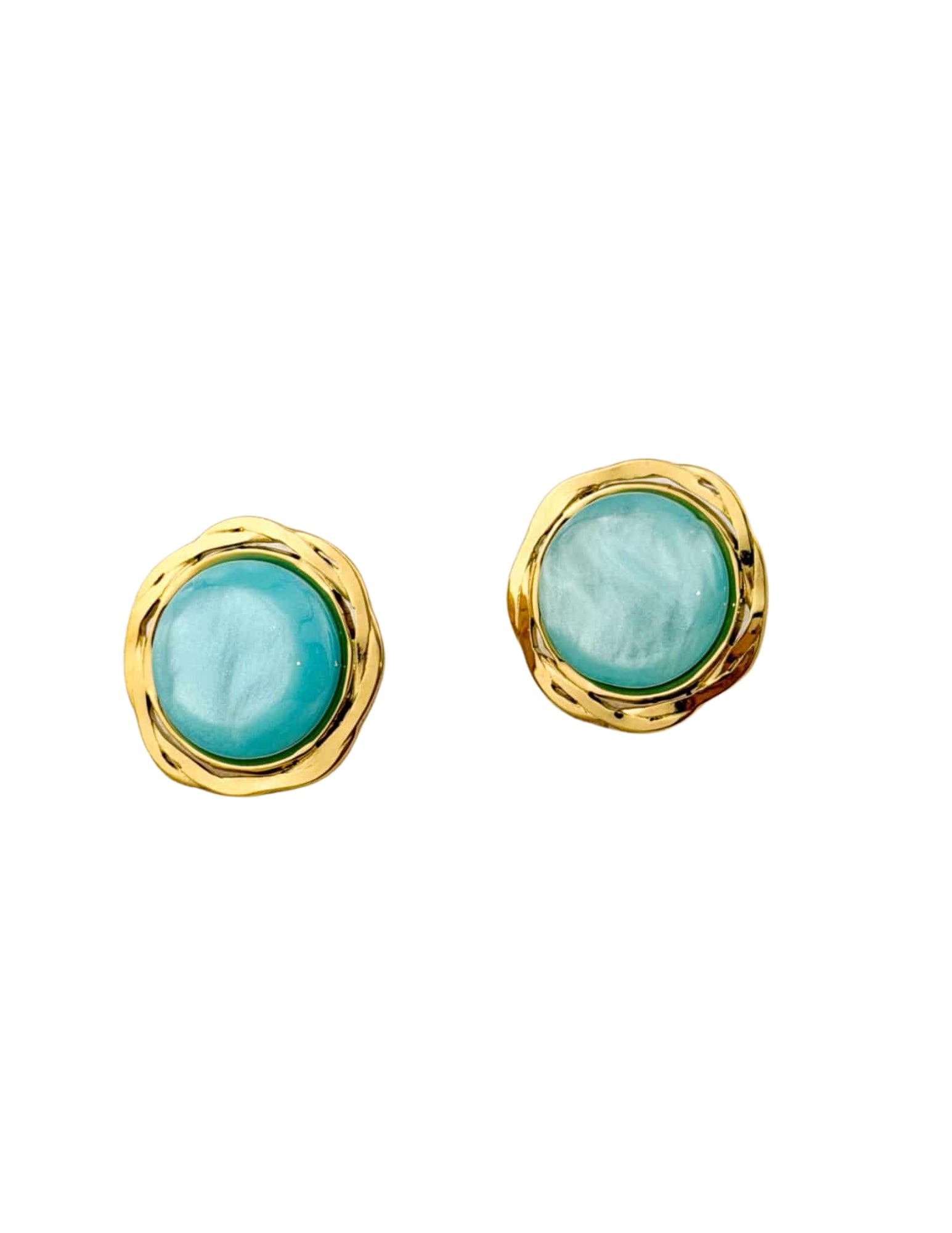 Aqua Glow Stainless Steel Stud Earrings