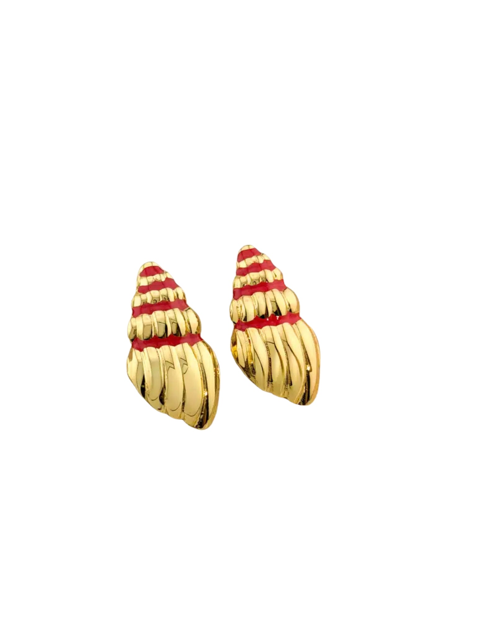 Red Stripe Shell Stainless Steel Earrings